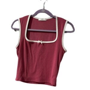 Gaze Dusty Rose Square Neck Sleeveless Crop Top with Bow Size M